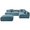 ECKSOFA inkl. Hocker BLOOM Blau Flachgewebe, Teddystoff  - Blau, Trend, Textil (300/215cm) - Livetastic