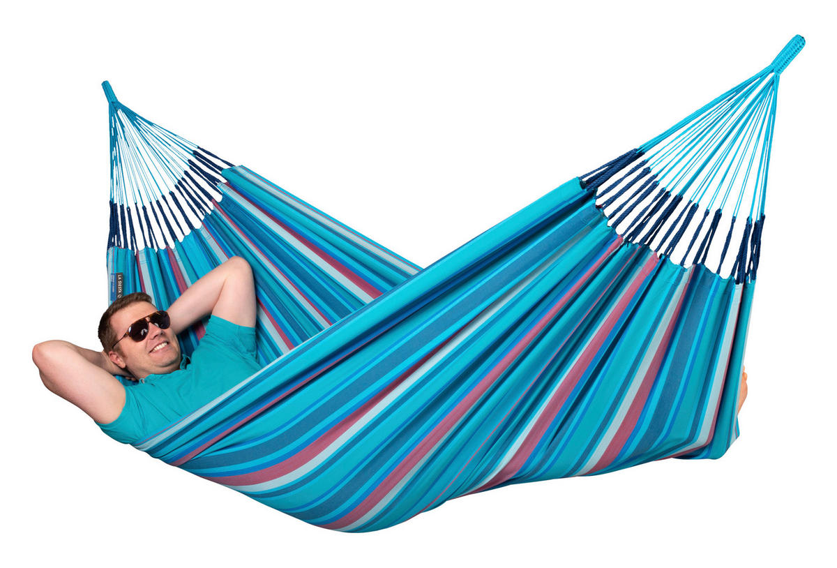 HÄNGEMATTE double outdoor  - Blau/Kirschrot, KONVENTIONELL, Textil (160/350cm) - La Siesta
