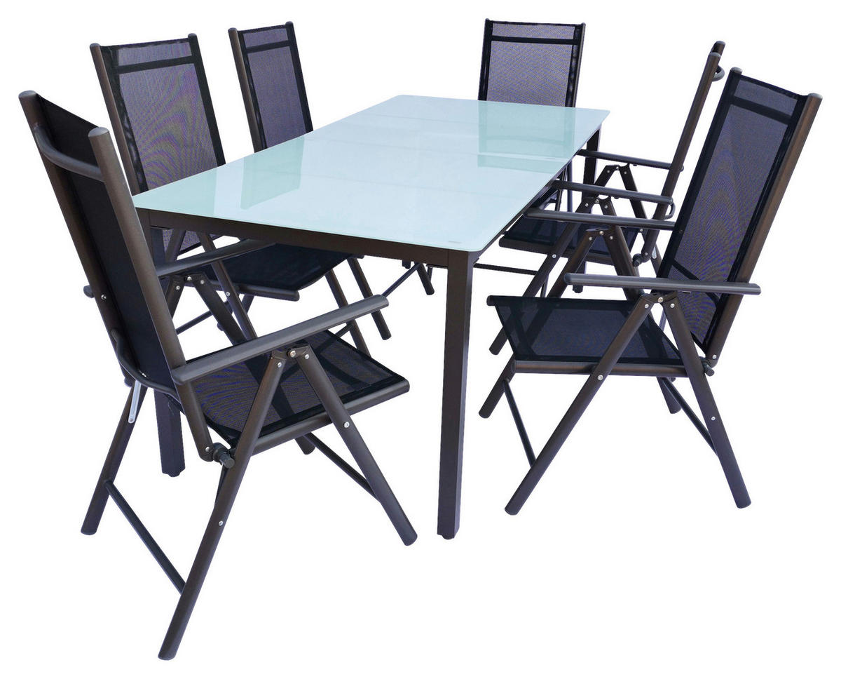 GARTENTISCHGRUPPE  - Anthrazit, Basics, Glas/Textil - Gardenson