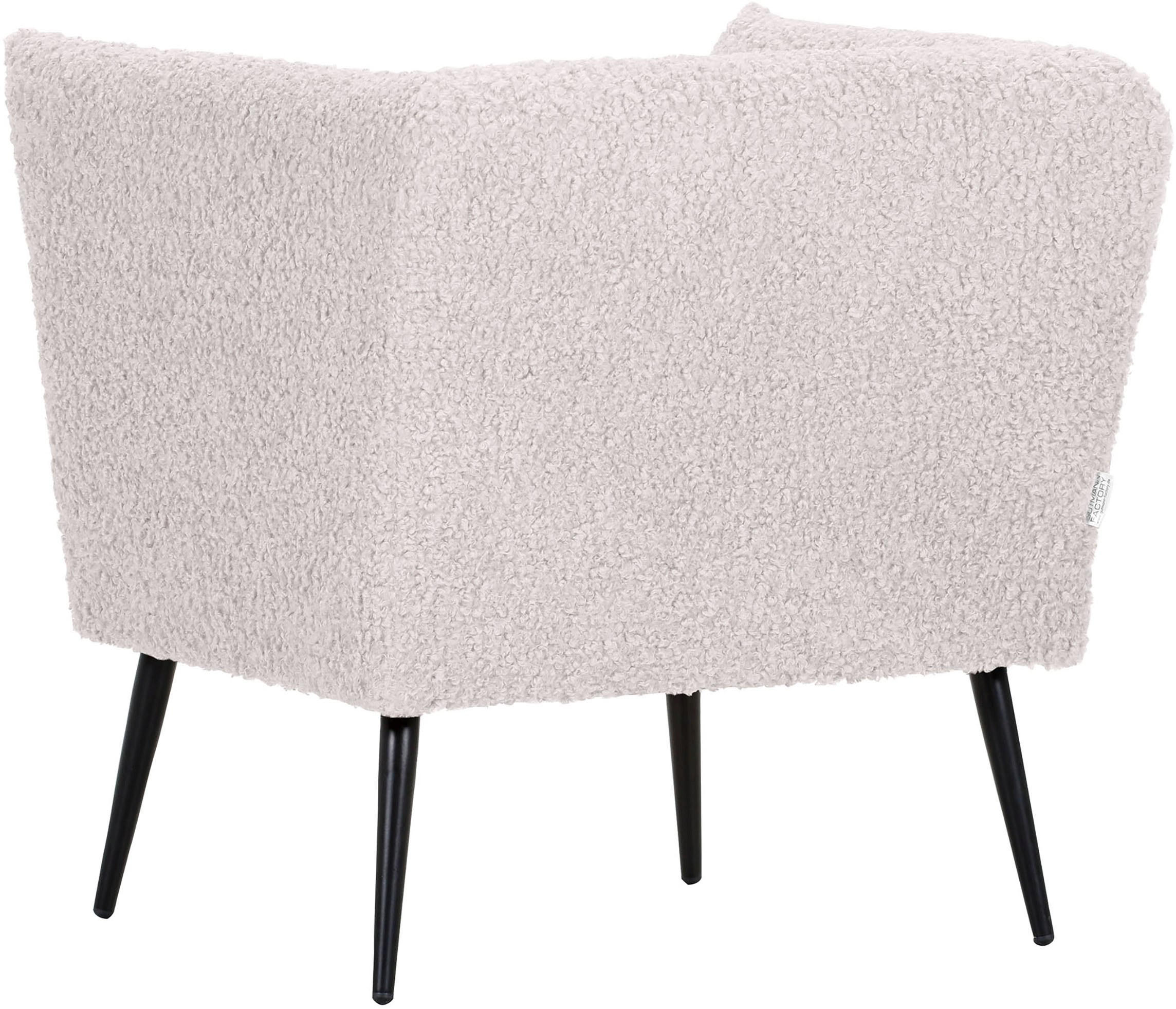 SESSEL in Plüsch Creme  - Creme/Schwarz, Design, Textil/Metall (76/73/76cm) - Landscape