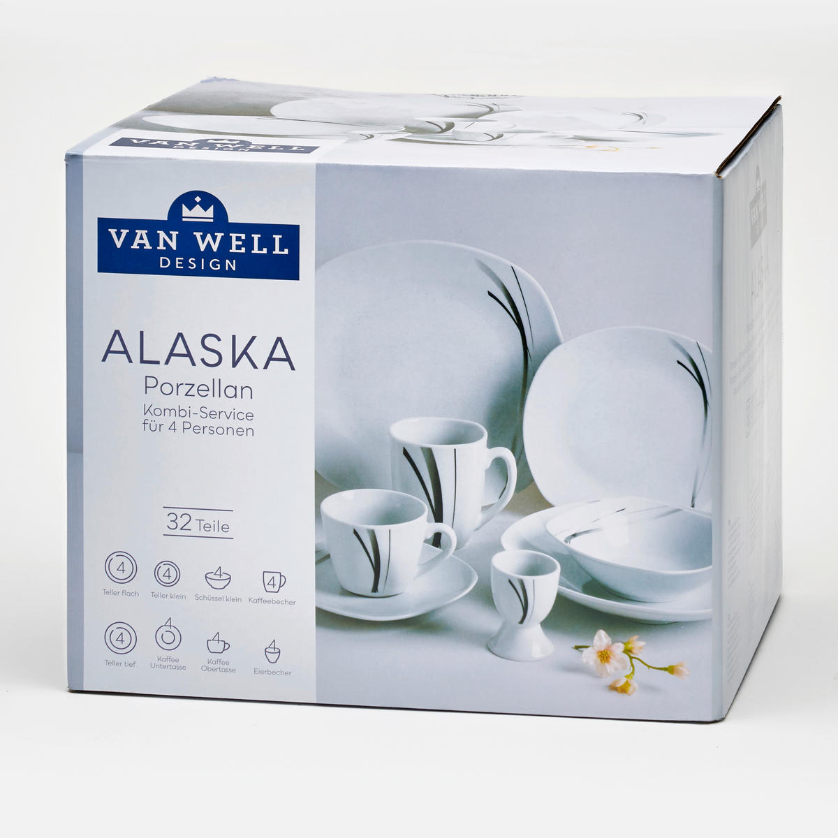 KOMBISERVICE Weiß 32-teilig Alaska  - Weiß, KONVENTIONELL, Keramik - Van Well