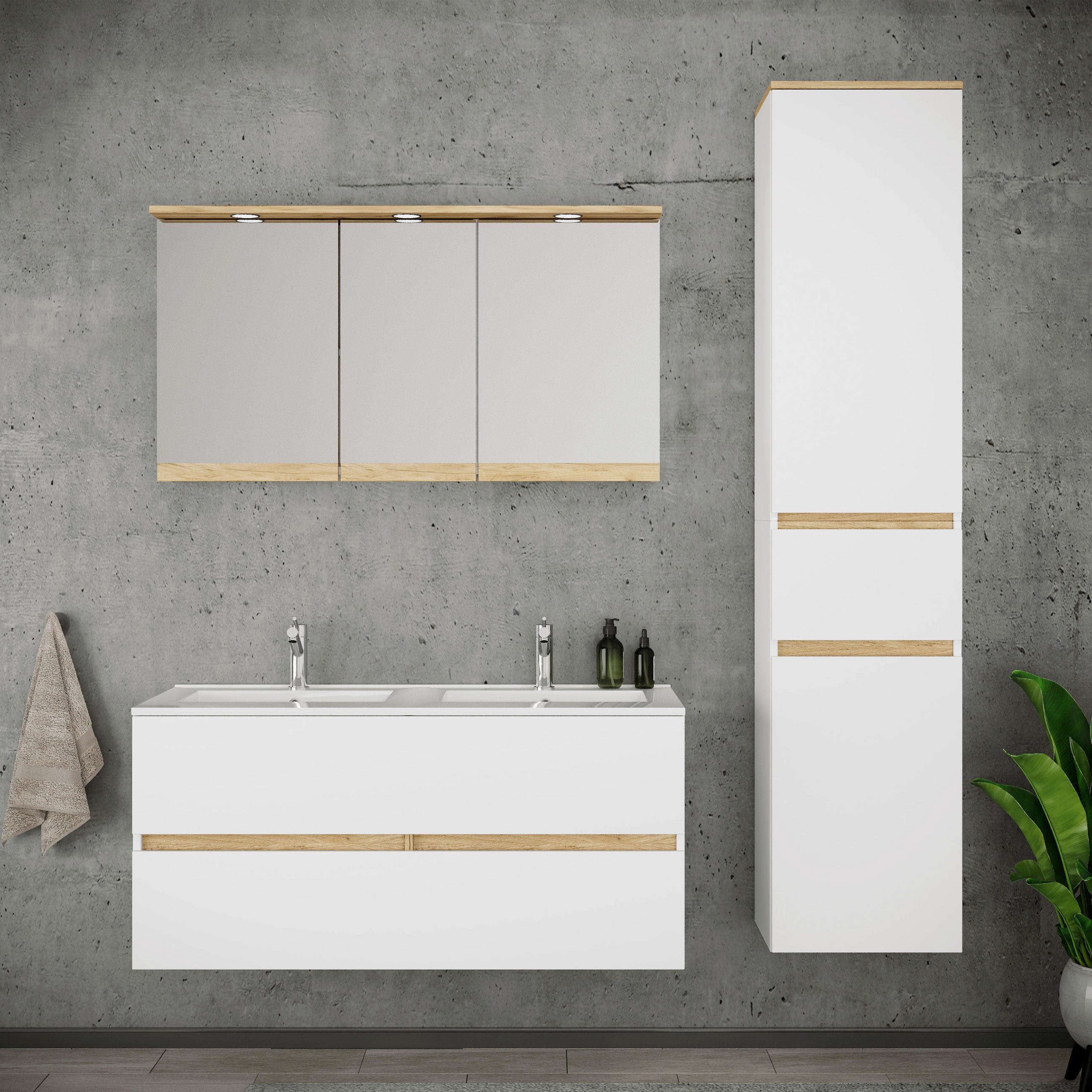 BADRUM 152 cm vit, honungsek /152 cm