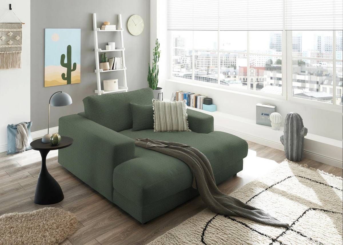 XXL-SESSEL in Feincord Olivgrün  - Schwarz/Olivgrün, Design, Kunststoff/Textil (150/86/170cm) - Lomoco