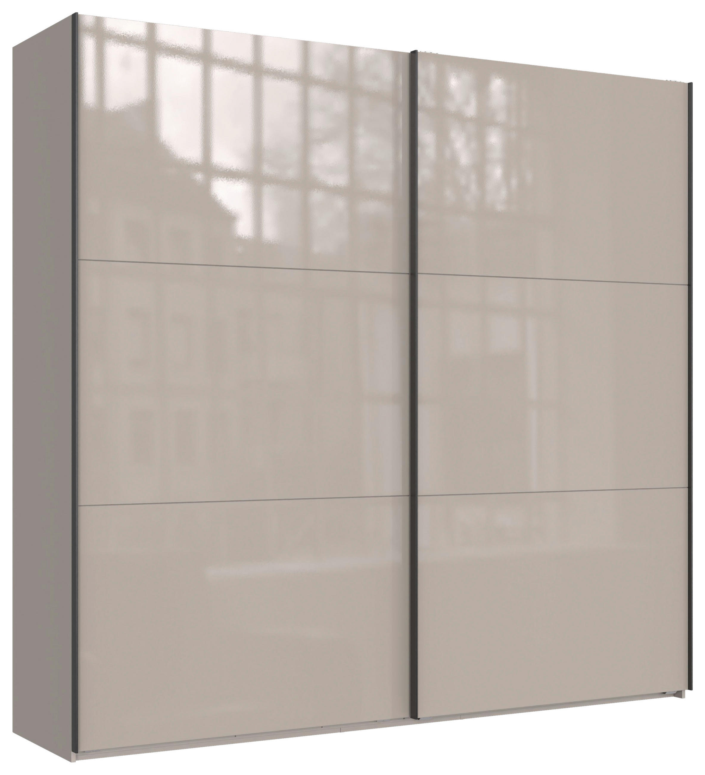 GARDEROB MED SKJUTDÖRRAR 250/236/65 cm 2-dörrar - sahara/svart, Klassisk, metall/trämaterial (250/236/65cm) - Hom`in