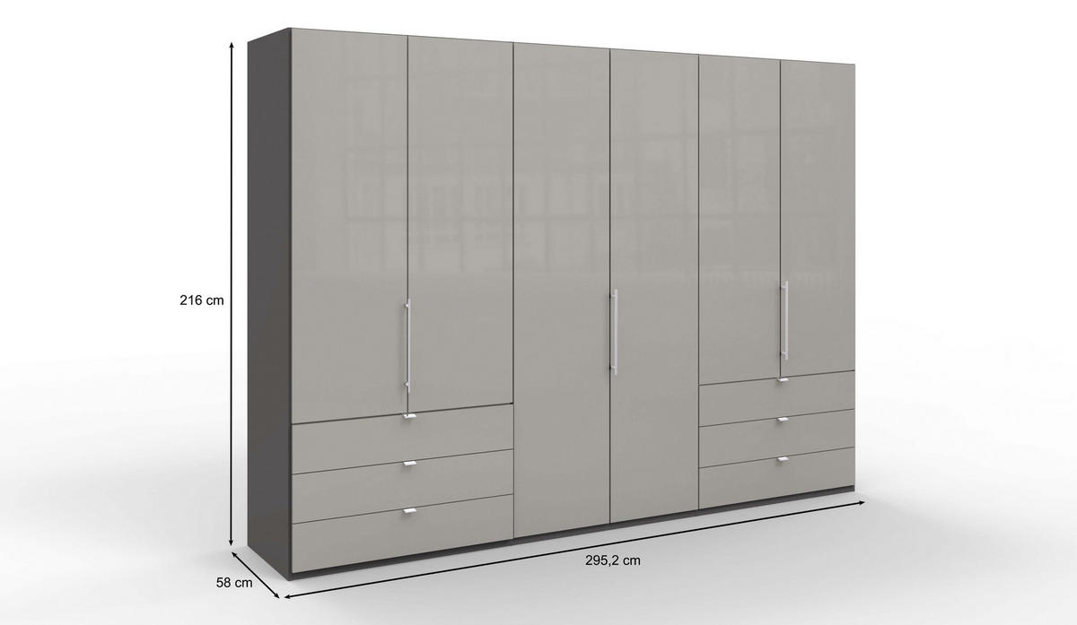 FALTTÜRENSCHRANK  in Hellgrau, Dunkelgrau  - Chromfarben/Dunkelgrau, KONVENTIONELL, Glas/Holzwerkstoff (300/216/58cm) - Venda