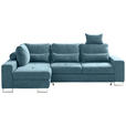 ECKSOFA in Flachgewebe Türkis  - Türkis, Design, Textil/Metall (188/260cm) - Hom`in