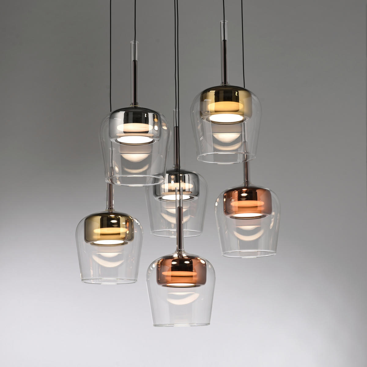 LED-HÄNGELEUCHTE 50/50/200 cm    - Silberfarben/Goldfarben, Design, Glas/Kunststoff (50/50/200cm)
