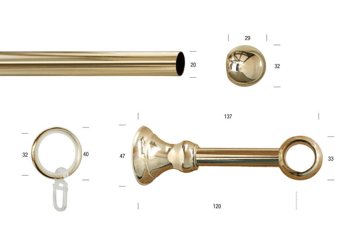 RUNDSTANGENGARNITUR  220 cm  - Messingfarben, Basics, Metall (220cm)