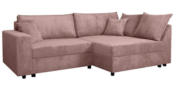 ECKSOFA Rosa Cord  - Schwarz/Rosa, KONVENTIONELL, Kunststoff/Textil (245/153cm) - Carryhome