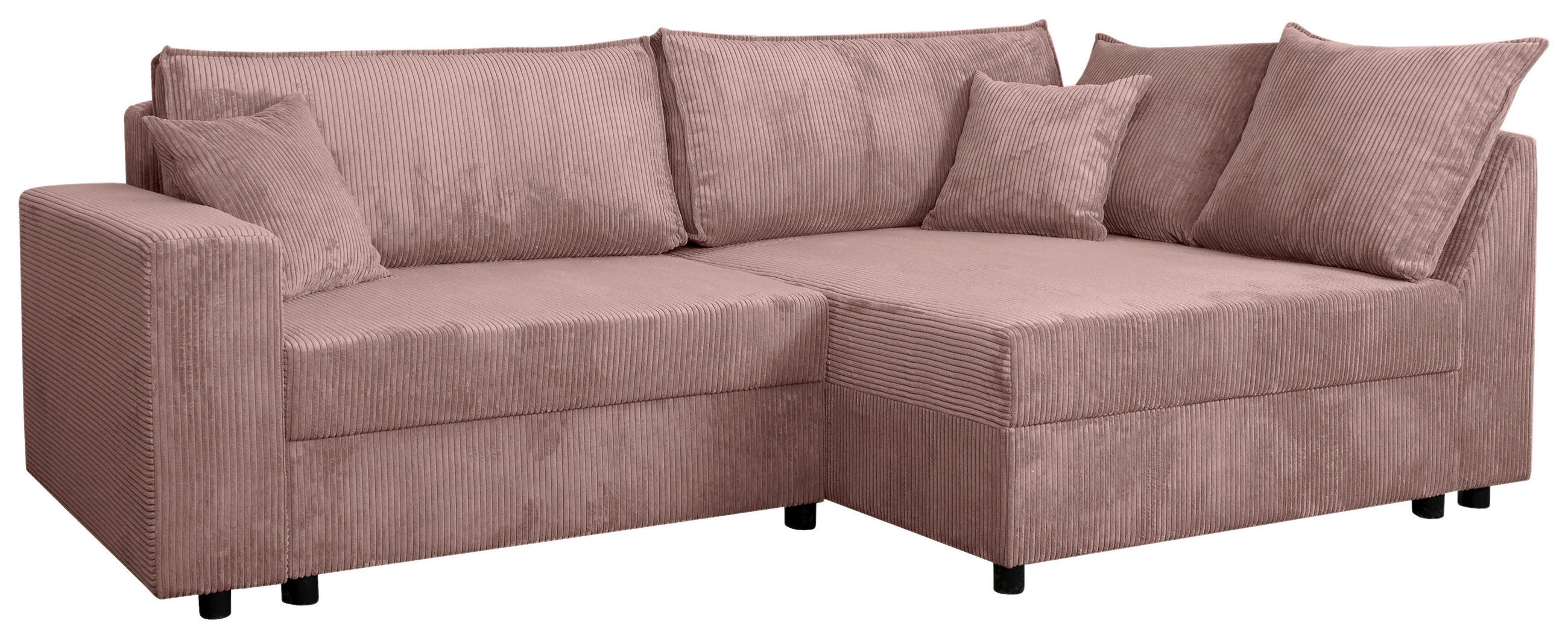 ECKSOFA Rosa Cord  - Schwarz/Rosa, KONVENTIONELL, Kunststoff/Textil (245/153cm) - Carryhome