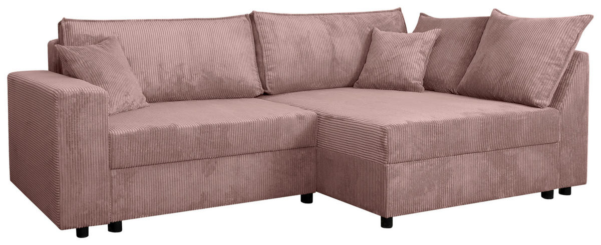 ECKSOFA Rosa Cord  - Schwarz/Rosa, KONVENTIONELL, Kunststoff/Textil (245/153cm) - Carryhome