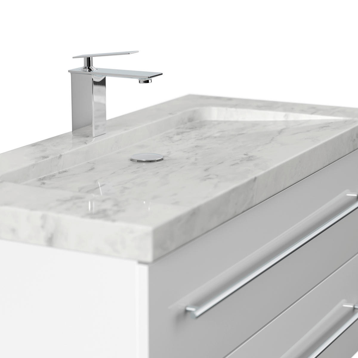 WASCHTISCHKOMBI 100 cm  - Weiß Hochglanz/Weiß, Basics, Holzwerkstoff/Stein (100cm) - MID.YOU