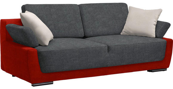 SCHLAFSOFA in Textil Grau, Hellgrau, Rot - Chromfarben/Rot, Design, Holz/Textil (214/83/95cm) - Venda