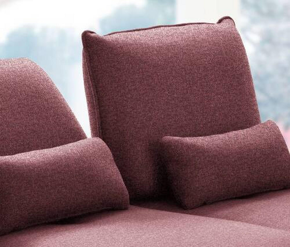 ECKSOFA in Flachgewebe Rot  - Rot/Schwarz, Design, Textil/Metall (301/191cm) - Moderano