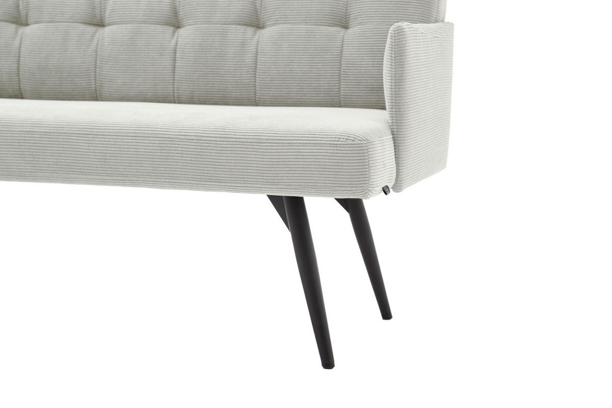 SITZBANK 206/85/69 cm Cord Hellgrau Metall  - Hellgrau/Schwarz, Design, Textil/Metall (206/85/69cm) - Johann Jakob