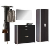 GARDEROBE 4-teilig  in 270/192/34 cm  - Schwarz/Alufarben, Design, Glas/Holzwerkstoff (270/192/34cm) - Moderano