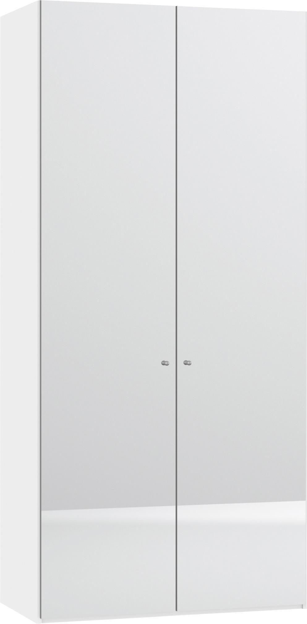 DREHTÜRENSCHRANK 102/220/40 cm 2-türig Weiß  - Silberfarben/Weiß, Design, Glas/Holzwerkstoff (102/220/40cm) - Jutzler