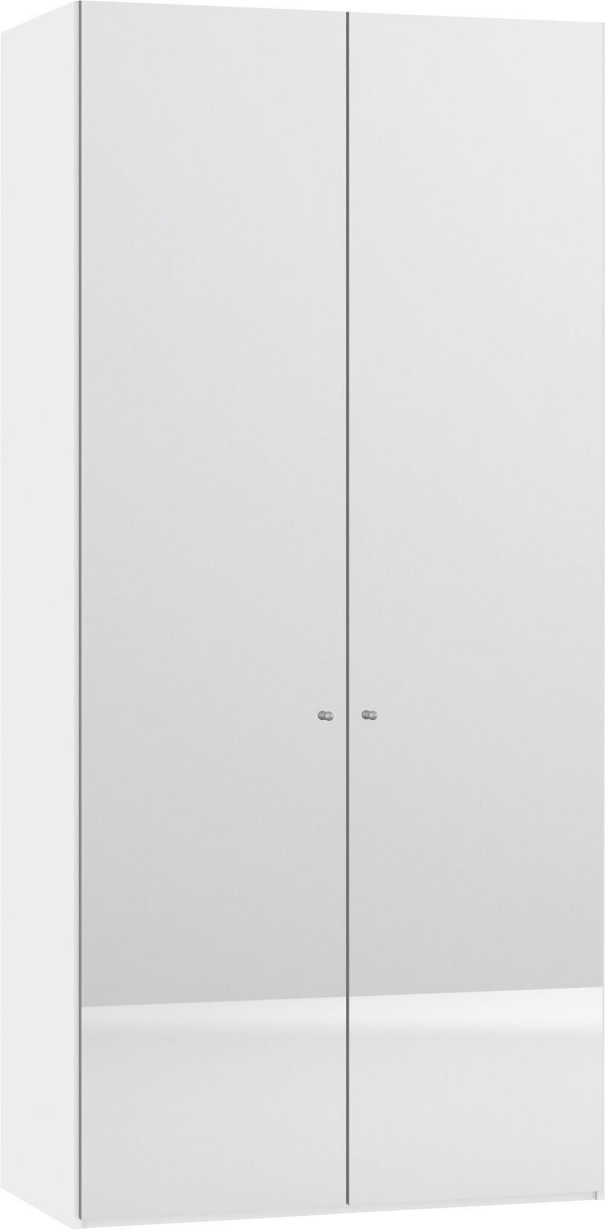 DREHTÜRENSCHRANK 102/220/40 cm 2-türig Weiß  - Silberfarben/Weiß, Design, Glas/Holzwerkstoff (102/220/40cm) - Jutzler