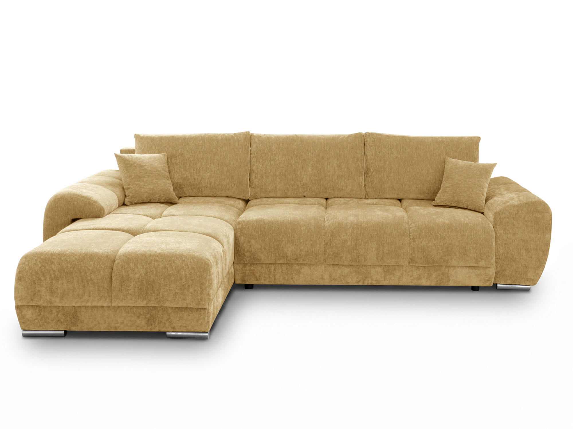ECKSOFA  in Chenille Senfgelb  - Chromfarben/Senfgelb, KONVENTIONELL, Kunststoff/Textil (183/290cm) - Xora
