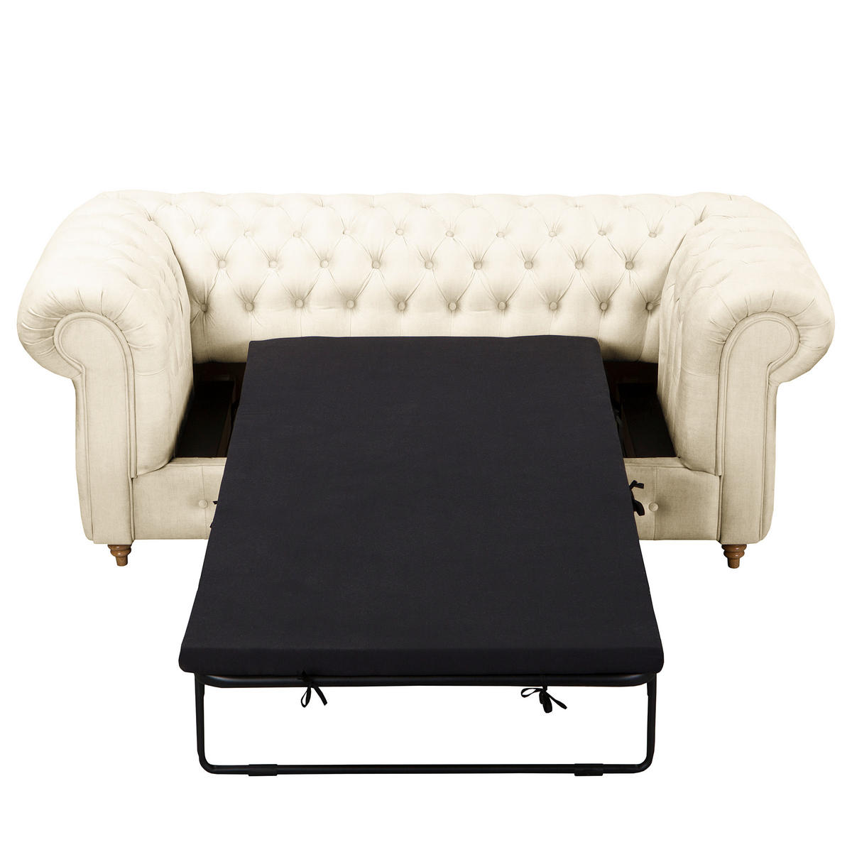 SCHLAFSOFA Mikrofaser Creme Armteil links, Armteil rechts  - Creme/Braun, Design, Holz/Textil (190/74/91cm) - P & B