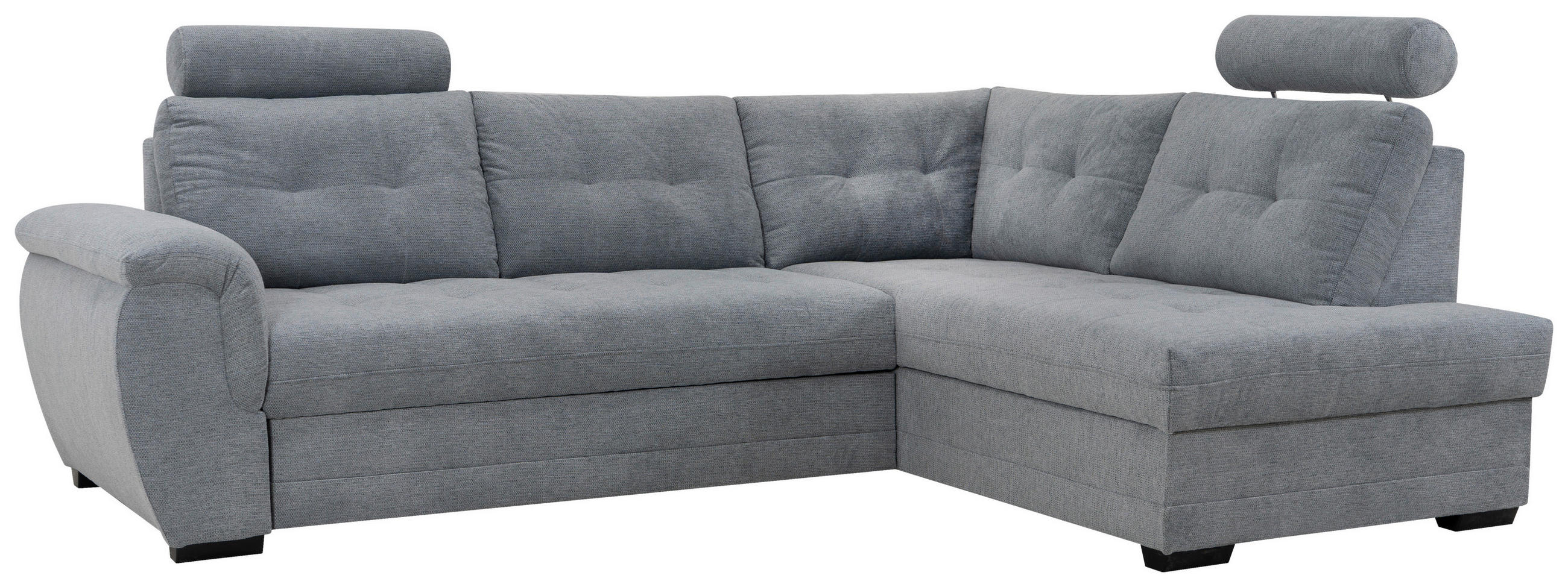 ECKSOFA Grau Mikrofaser, Struktur  - Schwarz/Grau, KONVENTIONELL, Kunststoff/Textil (251/183cm) - MID.YOU