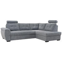 ECKSOFA Grau Mikrofaser, Struktur  - Schwarz/Grau, KONVENTIONELL, Kunststoff/Textil (251/183cm) - MID.YOU