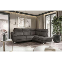 ECKSOFA Dunkelbraun Echtleder Lederlook  - Chromfarben/Dunkelbraun, Design, Leder/Textil (242/194cm) - Livetastic