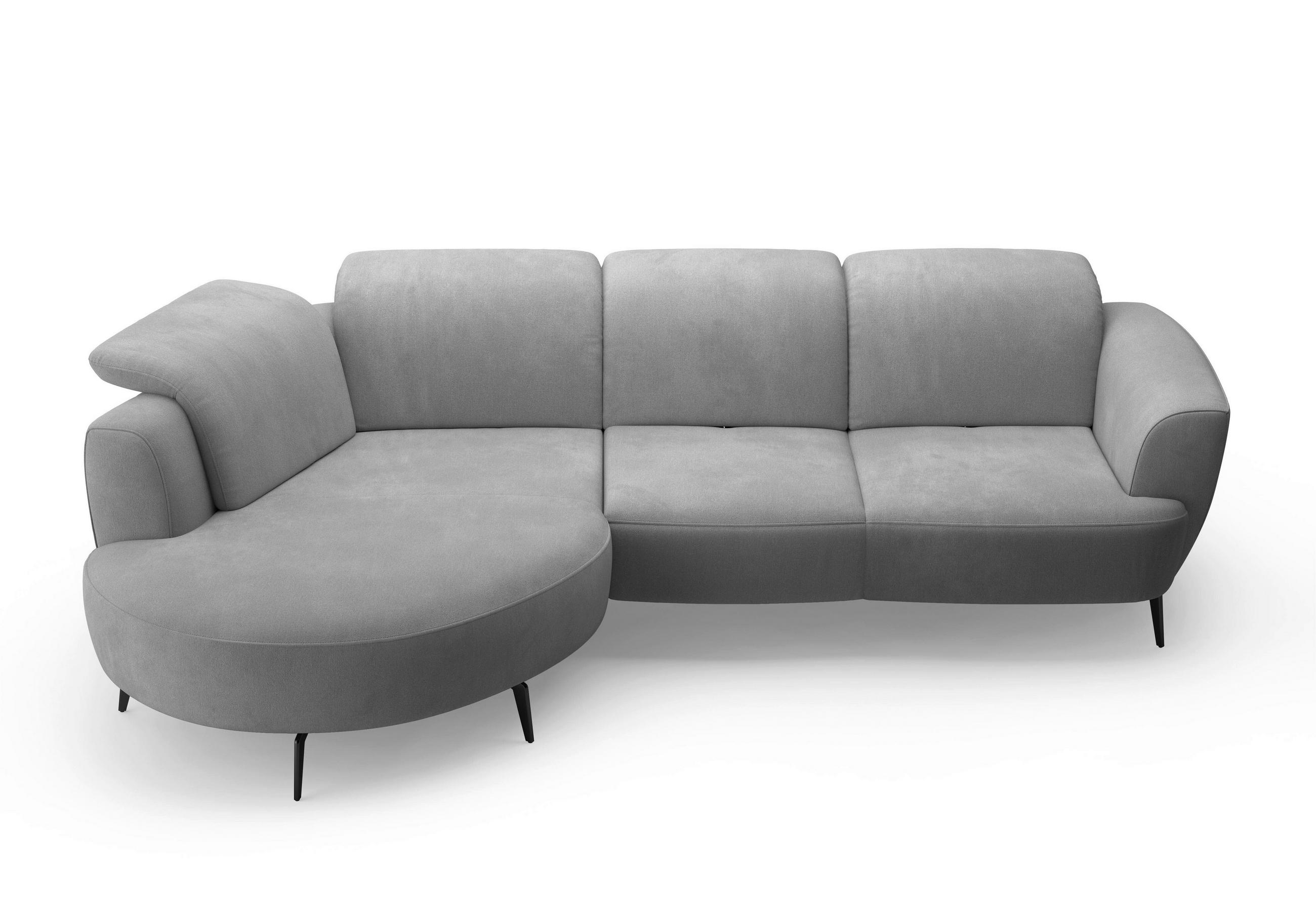 ECKSOFA in Flachgewebe Grau  199/309 cm  - Schwarz/Grau, KONVENTIONELL, Textil/Metall (199/309cm) - Sit & More