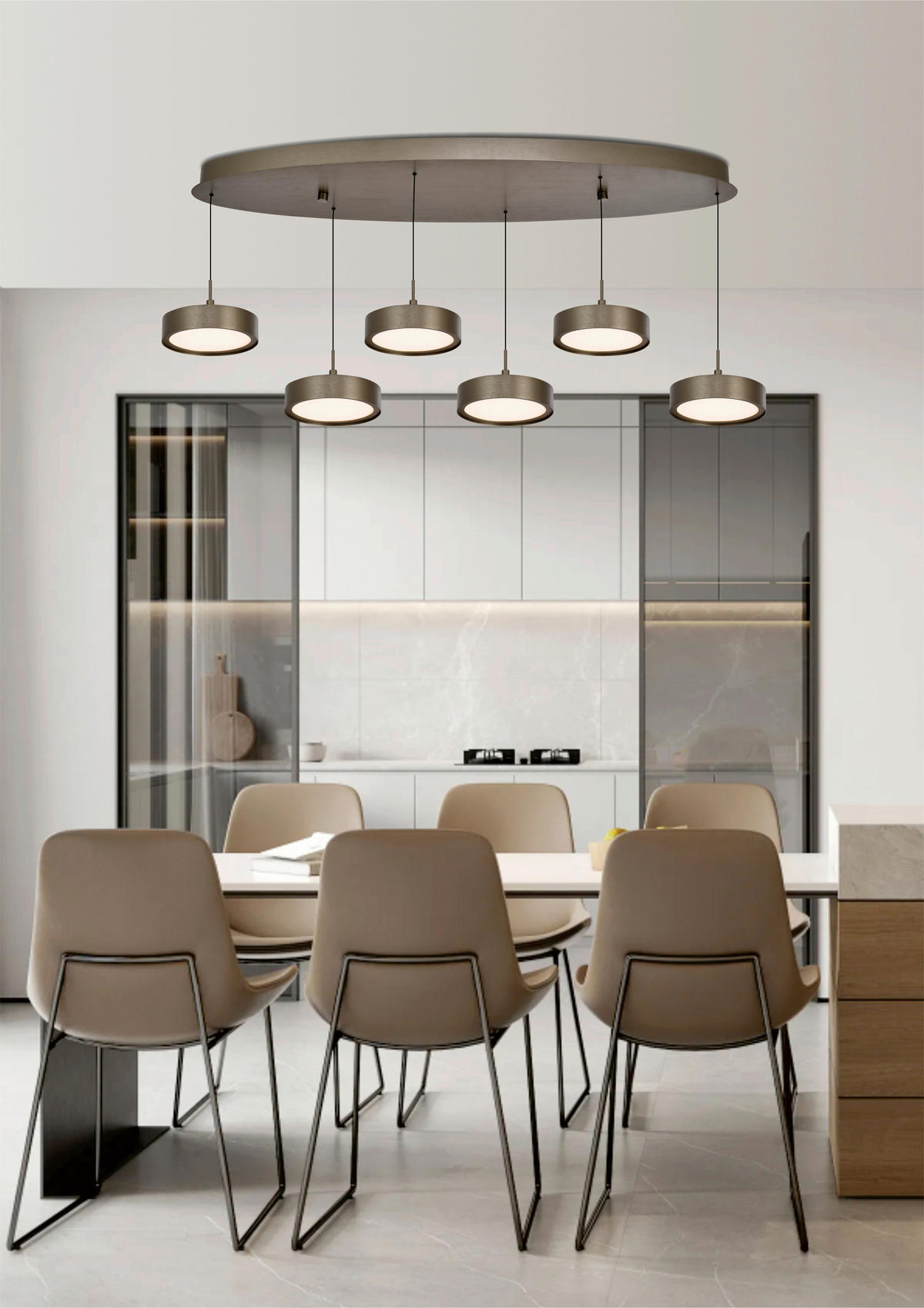 LED-HÄNGELEUCHTE Valensole 117,5/150/36,5 cm  - Bronzefarben, Design, Metall (117,5/150/36,5cm)