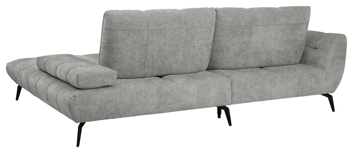 ECKSOFA Hellgrau Flachgewebe Rücken echt, Sitztiefenverstellung  - Hellgrau/Schwarz, KONVENTIONELL, Textil/Metall (273/211cm) - SetOne by Musterring