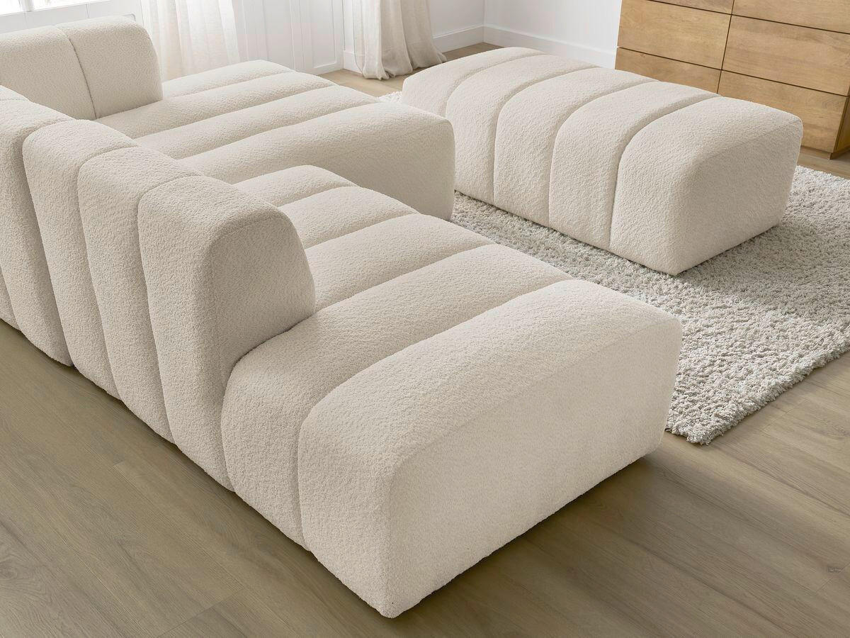 ECKSOFA Ottomane rechts  ANNECY Beige Bouclé  - Beige/Schwarz, MODERN, Kunststoff/Textil (262/170cm)