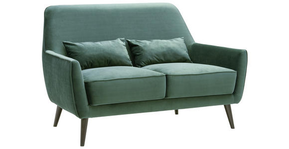 2-SITZER-SOFA in Mikrofaser Grün - Schwarz/Grün, Trend, Holz/Textil (135/86/80cm) - Carryhome