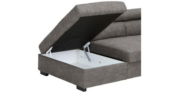 ECKSOFA in Lederlook Grau  230/263 cm  - Schwarz/Grau, Design, Kunststoff/Textil (230/263cm) - Hom`in