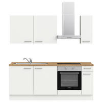 KÜCHENLEERBLOCK 210 cm   in Weiß, Eichefarben  - Edelstahlfarben/Eichefarben, MODERN, Holzwerkstoff/Metall (210cm) - Nobilia