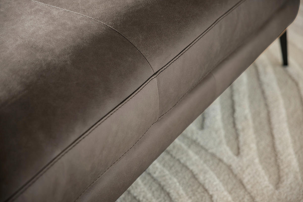 HOCKER Leder Fango  - Fango/Schwarz, Design, Leder/Metall (163/46/62cm) - Livetastic