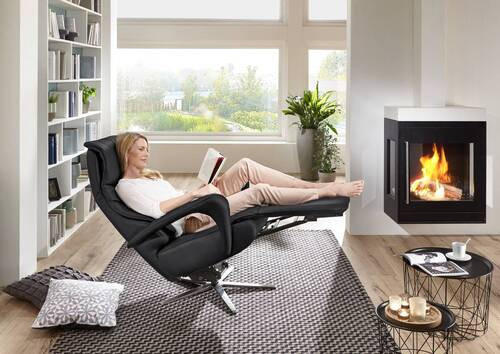 RELAXSESSEL in Leder Anthrazit  - Edelstahlfarben/Anthrazit, Design, Leder/Metall (75/106/88cm) - Dieter Knoll