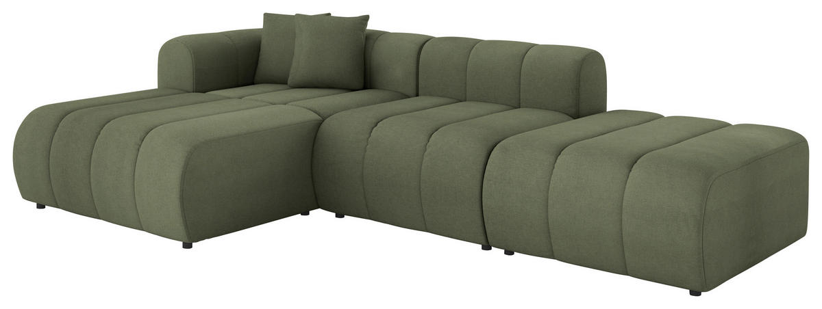 ECKSOFA Olivgrün Webstoff Zierkissen  - Schwarz/Olivgrün, LIFESTYLE, Kunststoff/Textil (178/289cm) - Milino