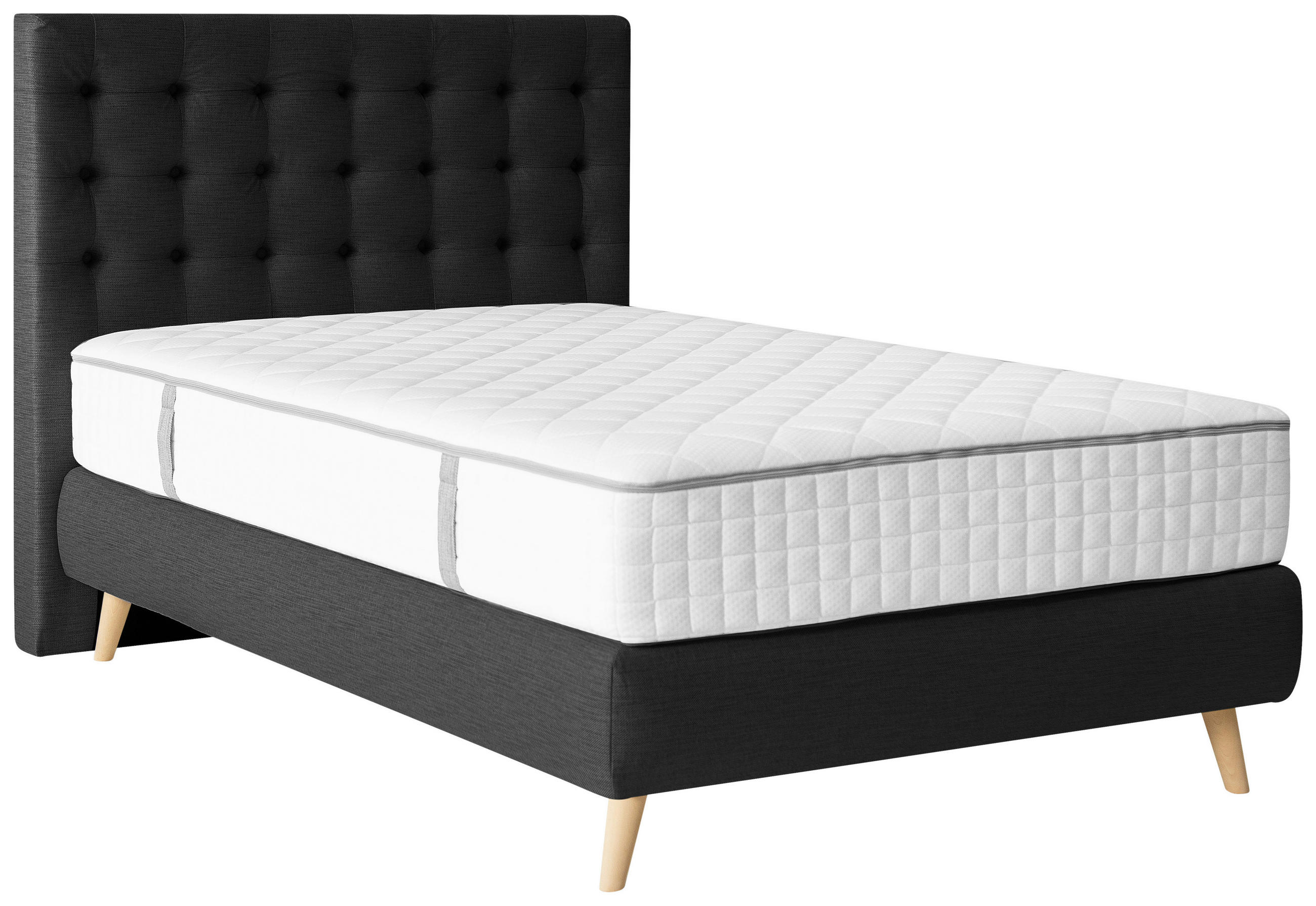 BOXSPRINGBETT 120/200 cm  in Dunkelgrau  - Dunkelgrau, Design, Holz/Textil (120/200cm) - Carryhome