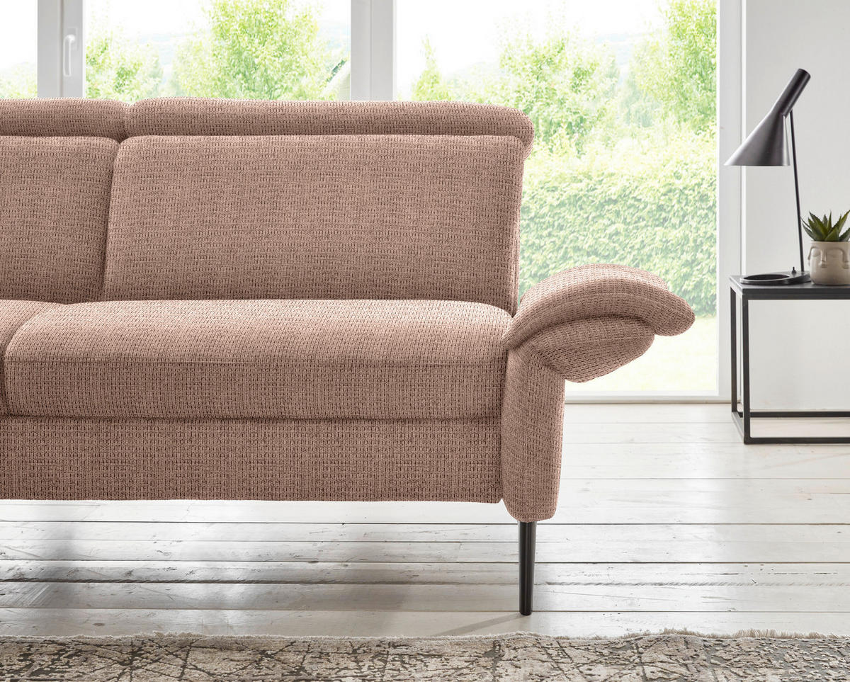 ECKSOFA in Struktur Kupferfarben  - Schwarz/Kupferfarben, Modern, Textil/Metall (235/275cm) - Cantus