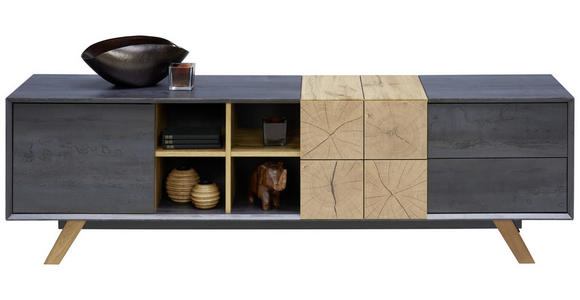LOWBOARD in 180/55/40 cm - Eichefarben/Dunkelgrau, Design (180/55/40cm) - Carryhome