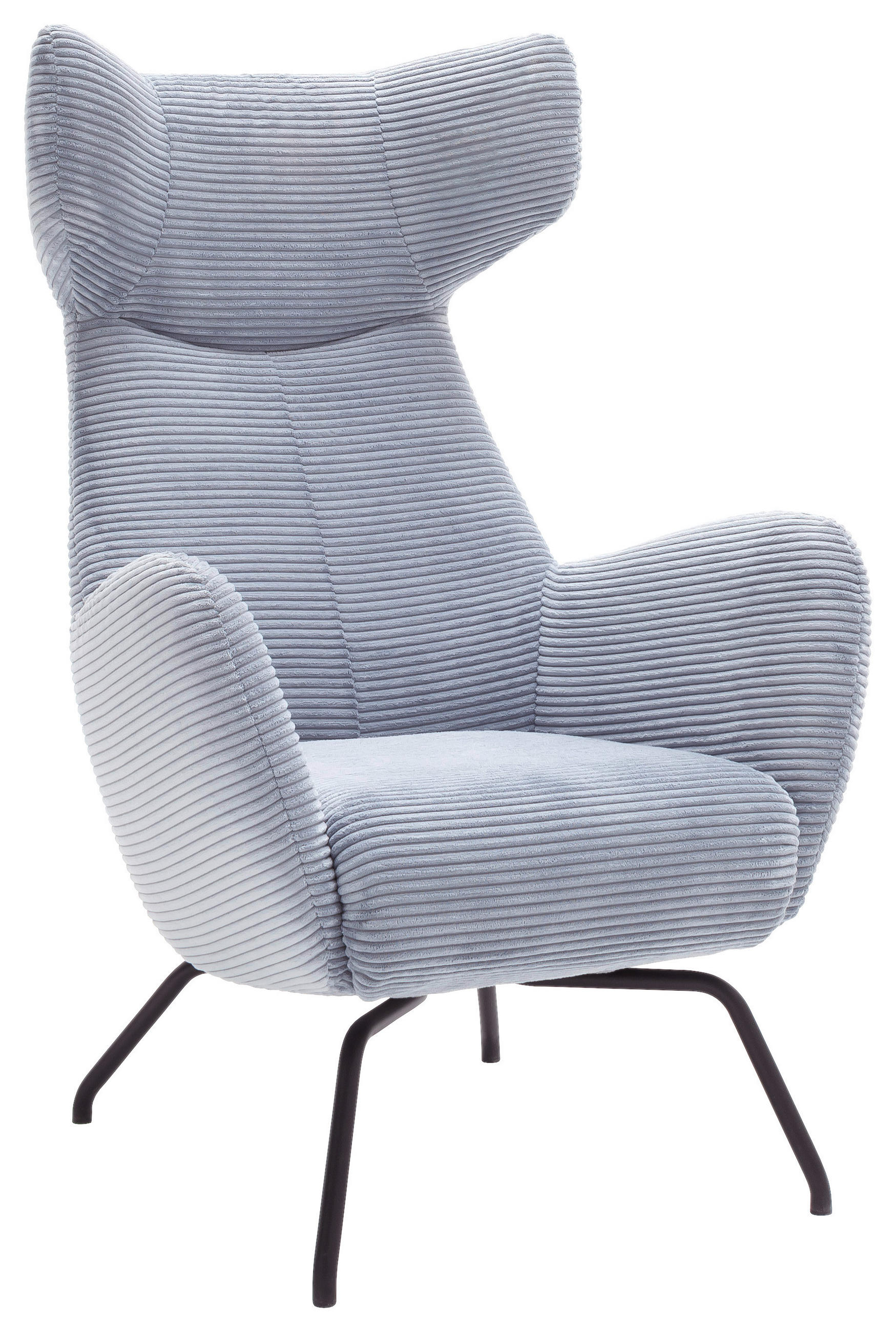 OHRENSESSEL Cord Hellblau  - Schwarz/Hellblau, Design, Textil/Metall (79/117/82cm) - Pure Home Lifestyle