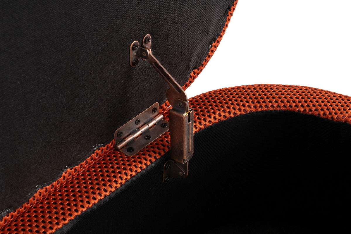 HOCKERBANK in Metall, Textil Schwarz, Dunkelorange  - Dunkelorange/Schwarz, Design, Textil/Metall (95/43/36cm)