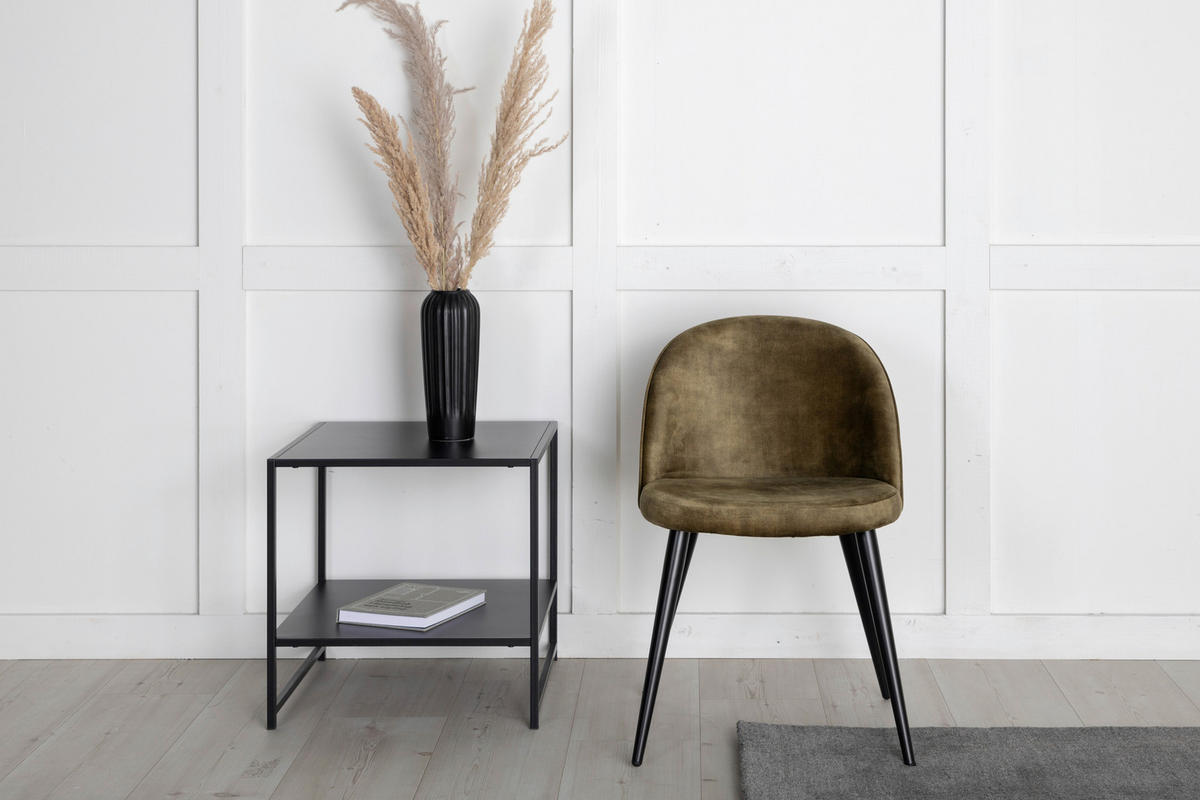 STUHL-SET 2 Stück  in Stahl Samt Metall, Textil  - Schwarz/Grün, Design, Textil/Metall (57/76.5/50cm) - Livetastic