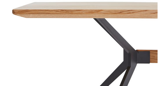 COUCHTISCH Eiche vollmassiv rechteckig Schwarz, Eichefarben 110/70/44 cm  - Eichefarben/Schwarz, Natur, Holz/Metall (110/70/44cm) - Linea Natura