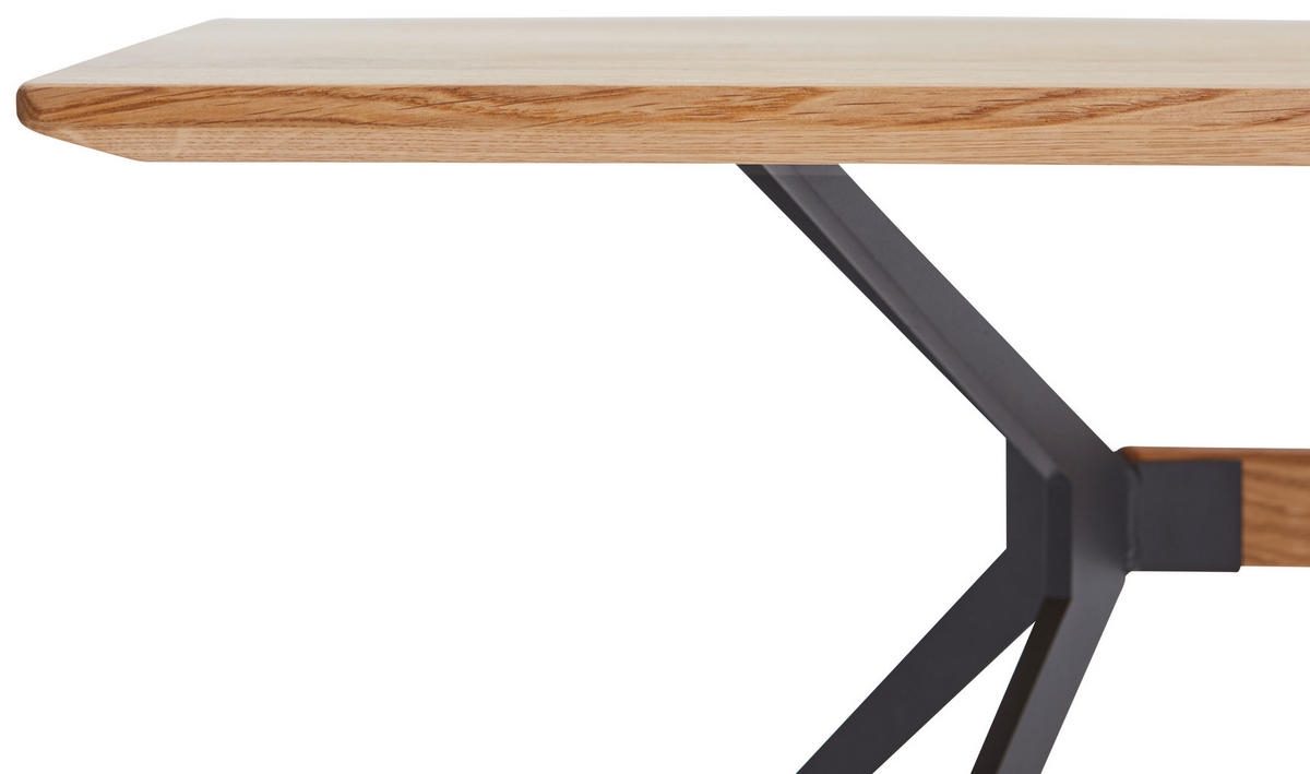 COUCHTISCH Eiche vollmassiv 110/70/44 cm rechteckig Schwarz, Eichefarben  - Eichefarben/Schwarz, Natur, Holz/Metall (110/70/44cm) - Linea Natura