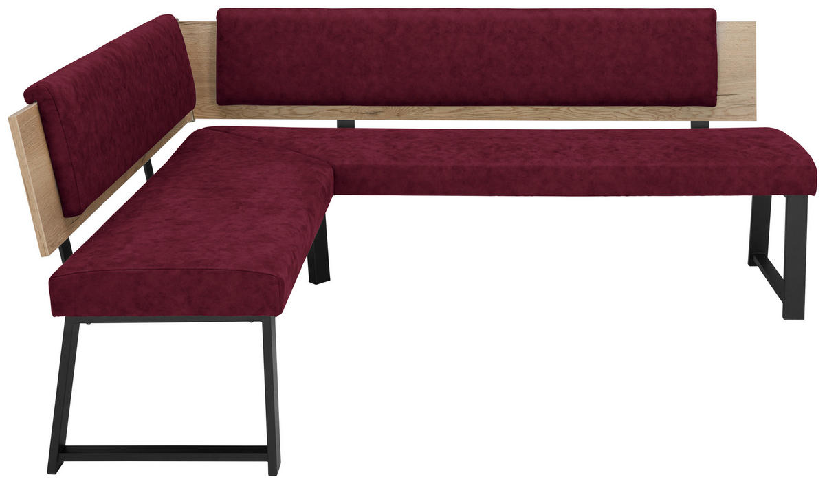 ECKBANK 180/220 cm  in Dunkelrot  - Schwarz/Dunkelrot, MODERN, Holzwerkstoff/Textil (180/220cm) - Venda