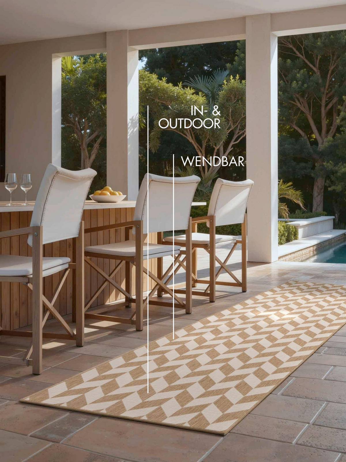 FLACHWEBETEPPICH 80/200 cm Haringey Weiß, Sandfarben rechteckig  - Sandfarben/Weiß, Design, Kunststoff (80/200cm)