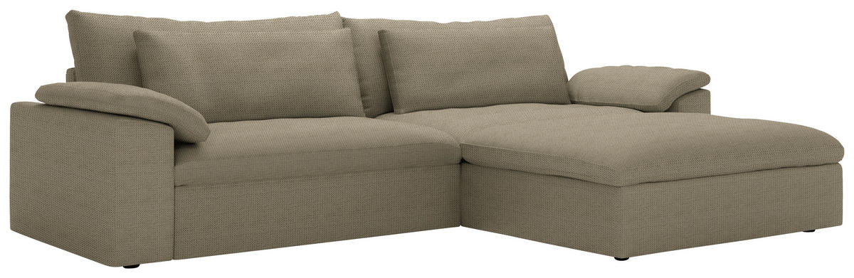 ECKSOFA  Chenille Taupe  - Taupe/Schwarz, Modern, Kunststoff/Textil (306/198cm) - Carryhome
