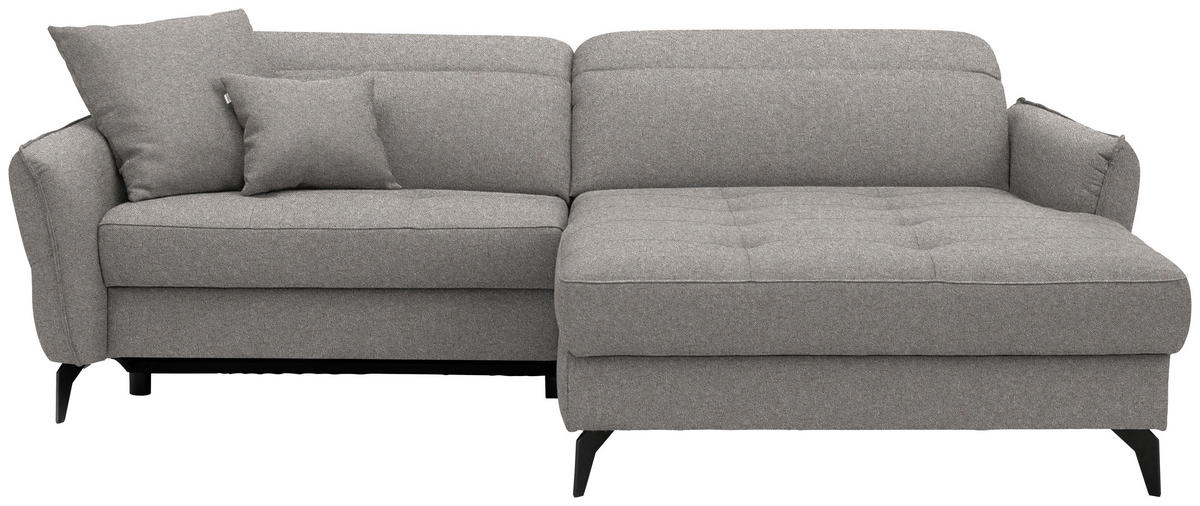 ECKSOFA Flachgewebe Greige  - Greige/Schwarz, Design, Textil/Metall (246/175cm) - Celina
