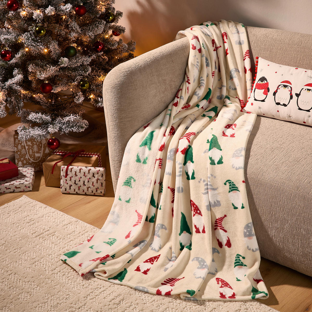 WOHNDECKE ELF 150/200 cm  - Rot/Weiß, Design, Textil (150/200cm) - X-Mas